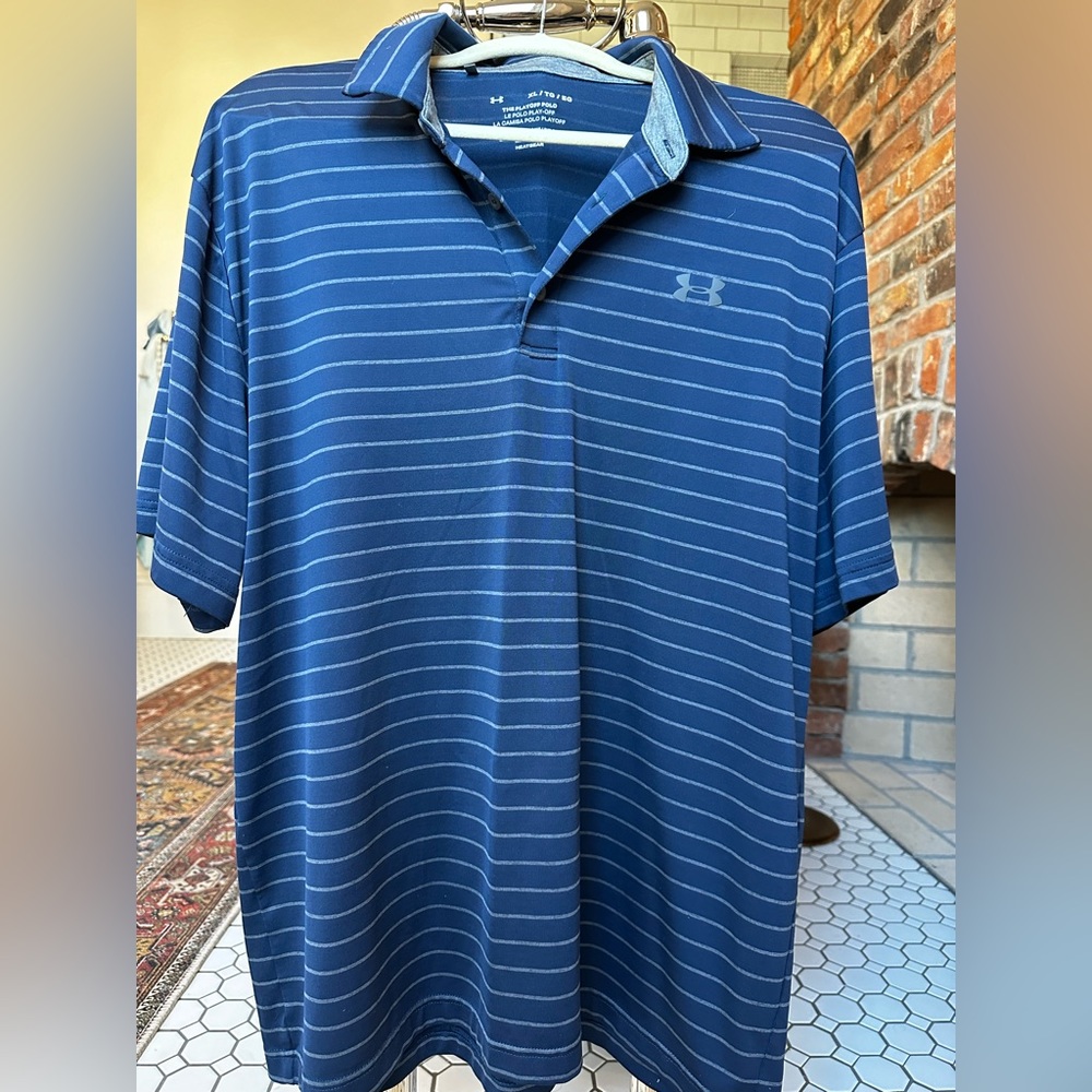 Men’s XL Under Armour Playoff Polo Navy with Gray Stripe